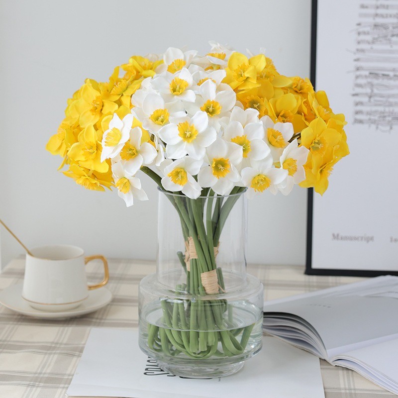 6 ชิ้น/เซ็ตประดิษฐ์ Narcissus ช่อดอกไม้สําหรับตกแต่งบ้านช่อดอกไม้งานแต่งงานสําหรับเจ้าสาว Photo Props ราคา ถูกที่สุด ดีลบีเคเค แกลเลอรีภาพที่ 5