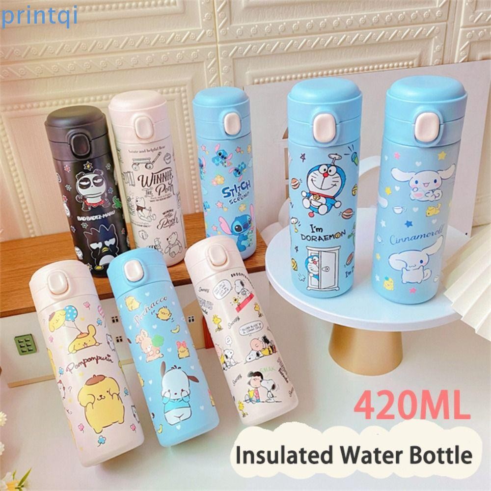 SANRIO พิมพ์ฉี ขวดน้ําฉนวนสําหรับเด็ก, ซานริโอ การ์ตูนอะนิเมะรถกระติกน้ําสูญญากาศ, นํากลับมาใช้ใหม่ได้ คุโรมิ สแตนเลสแบบพกพานักเรียนความร้อนถ้วยเด็กทารกนักเรียน