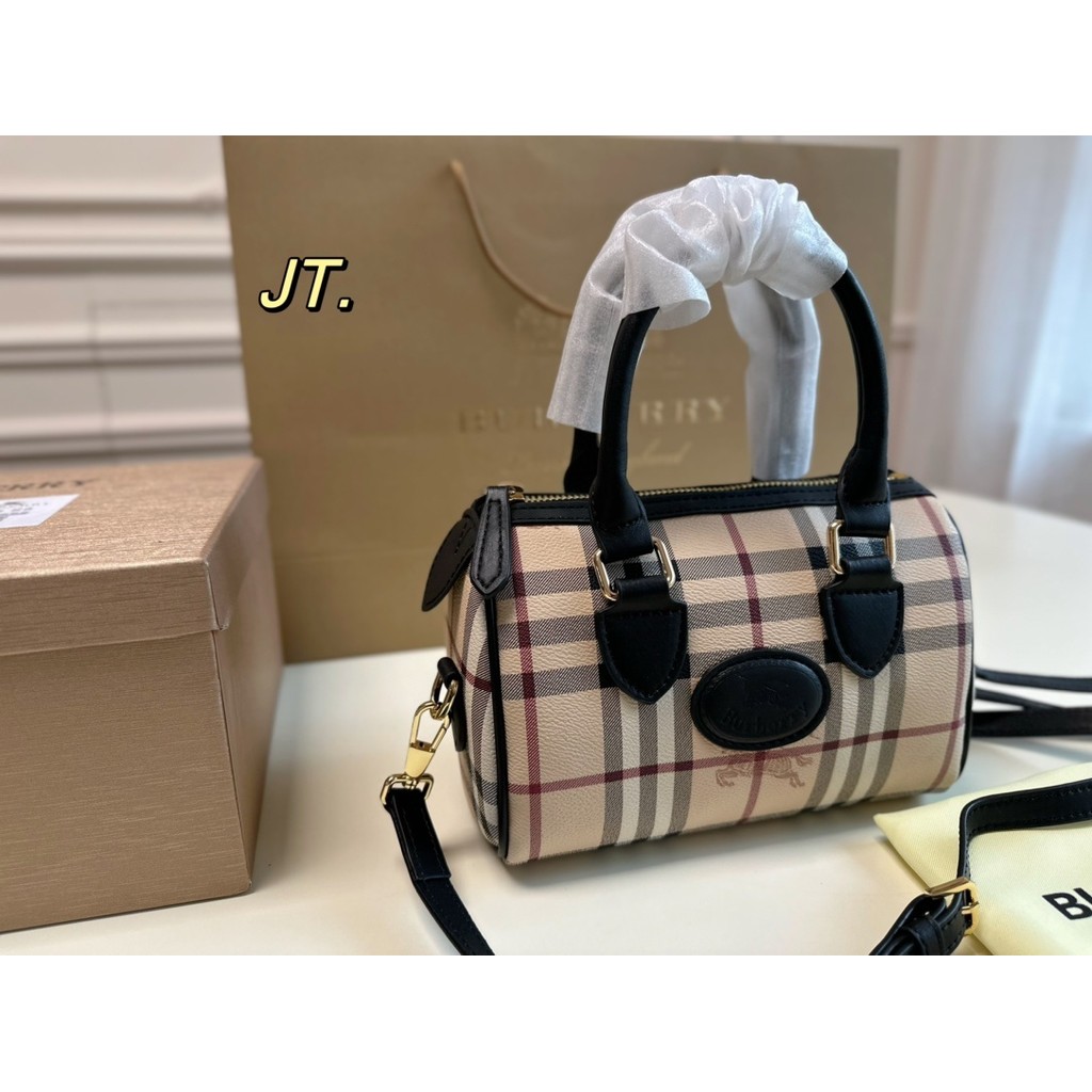 Burberry แฟชั่นกระเป๋าสะพายกีฬากระเป๋า Messenger Wanita กระเป๋าสะพายสตรีผู้หญิงหนัง PU หรูหราช้อปปิ้