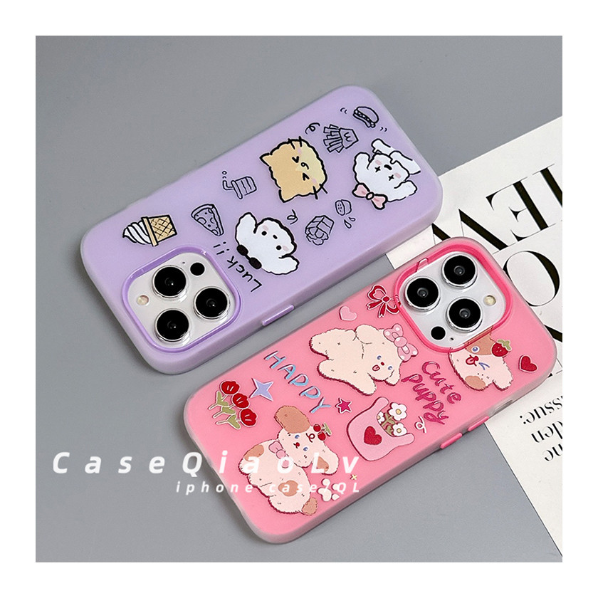 Huiwanju matte puppy สําหรับ iPhone16 เคสโทรศัพท์มือถือ iP15Promax สองในหนึ่งเดียว 13Promax เคสซิลิโ