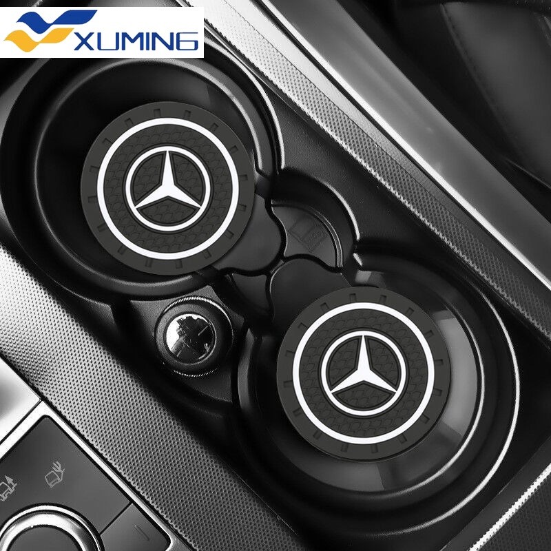 แผ่นรองแก้วน้ําซิลิกาเจลกันลื่นในรถยนต์ Mercedes Benz 2 ชิ้น