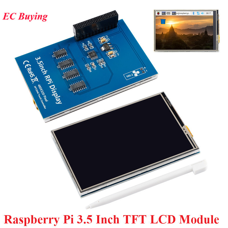 3.5 นิ้ว 3.5 "TFT LCD หน้าจอสัมผัสโมดูลจอแสดงผล 320x240 ILI9486 Driver SPI Interface สําหรับ Raspber