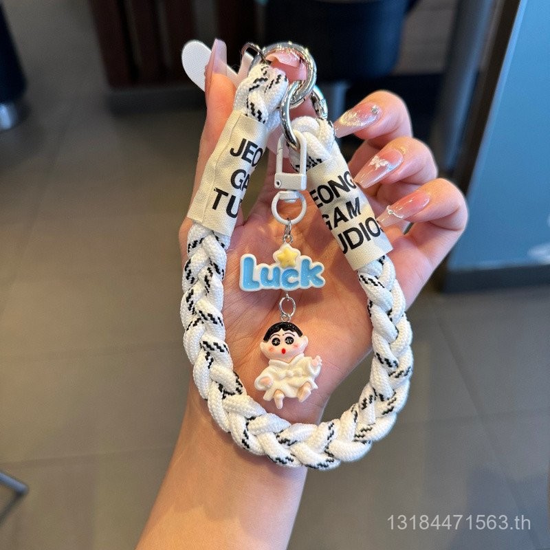 ถักหางม้ากลางแจ้งเคสโทรศัพท์เชือกเส้นเล็กสายรัดข้อมือการ์ตูนกลางแจ้งกันกระแทกแก้วน้ำกระเป๋ากุญแจโซ่แขวนแบบพกพา