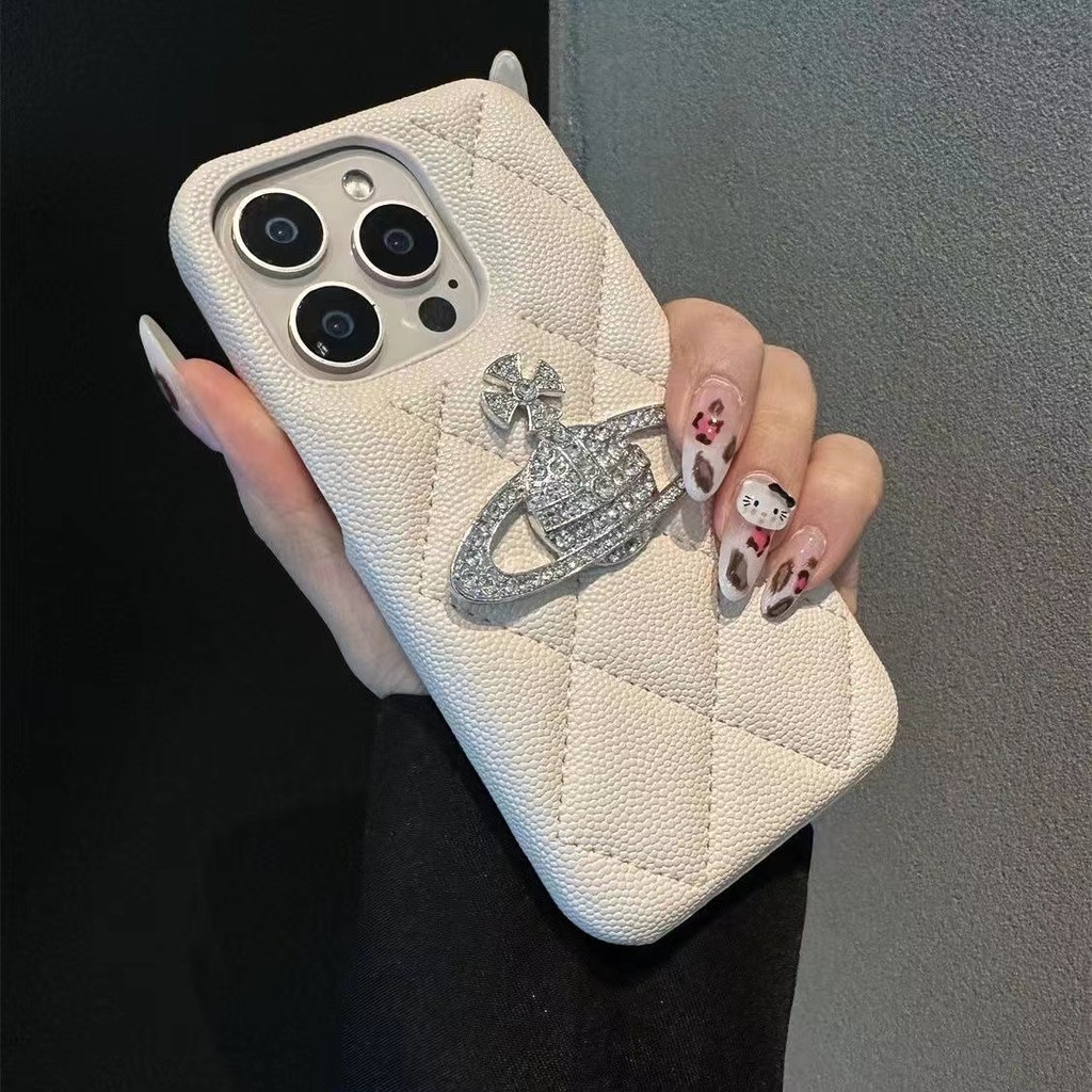Diy Planet Diamond Series หรูหราสีทึบแฟชั่นเคสโทรศัพท์หนังสําหรับ iphone 16 15 14 13 12 promax รวมทุกอย่าง Drop proof 15promax เคสโทรศัพท์