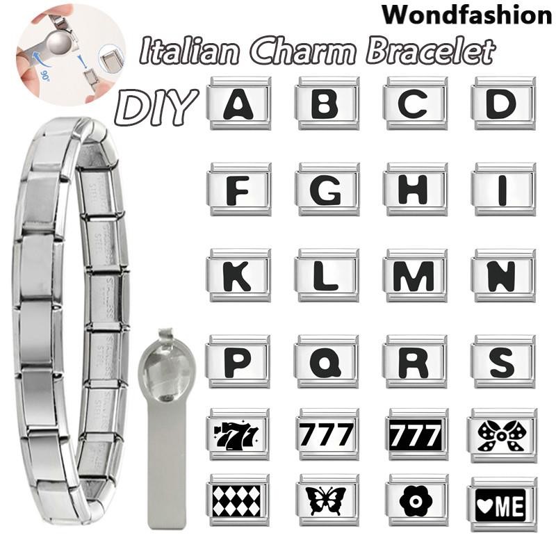 ตัวอักษร777อิตาลีสร้อยข้อมือเสน่ห์พอดี9มิลลิเมตรสร้อยข้อมือสแตนเลส ทําเอง เครื่องประดับทําอุปกรณ์ย้อ