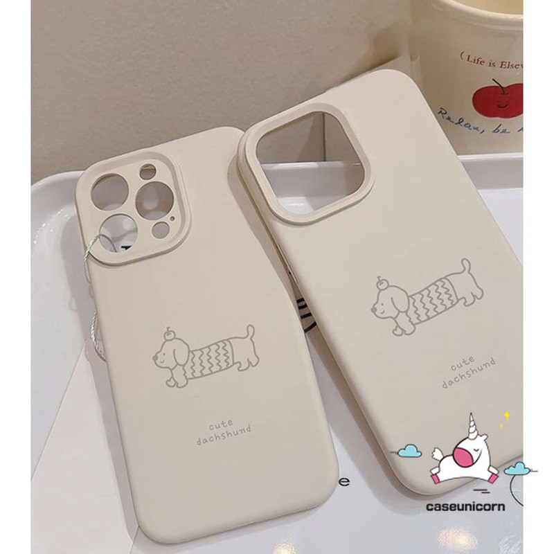 การ์ตูนคู่น่ารักชีสลูกสุนัขสุนัข Doodle กรณีสําหรับ IPhone 13 12 16 11 15 14 Pro Max XR 14 15 16 Plus X XS Max Simple GraffitiLuxury หนังเนื้อผิวรู้สึกนุ่มกรณี