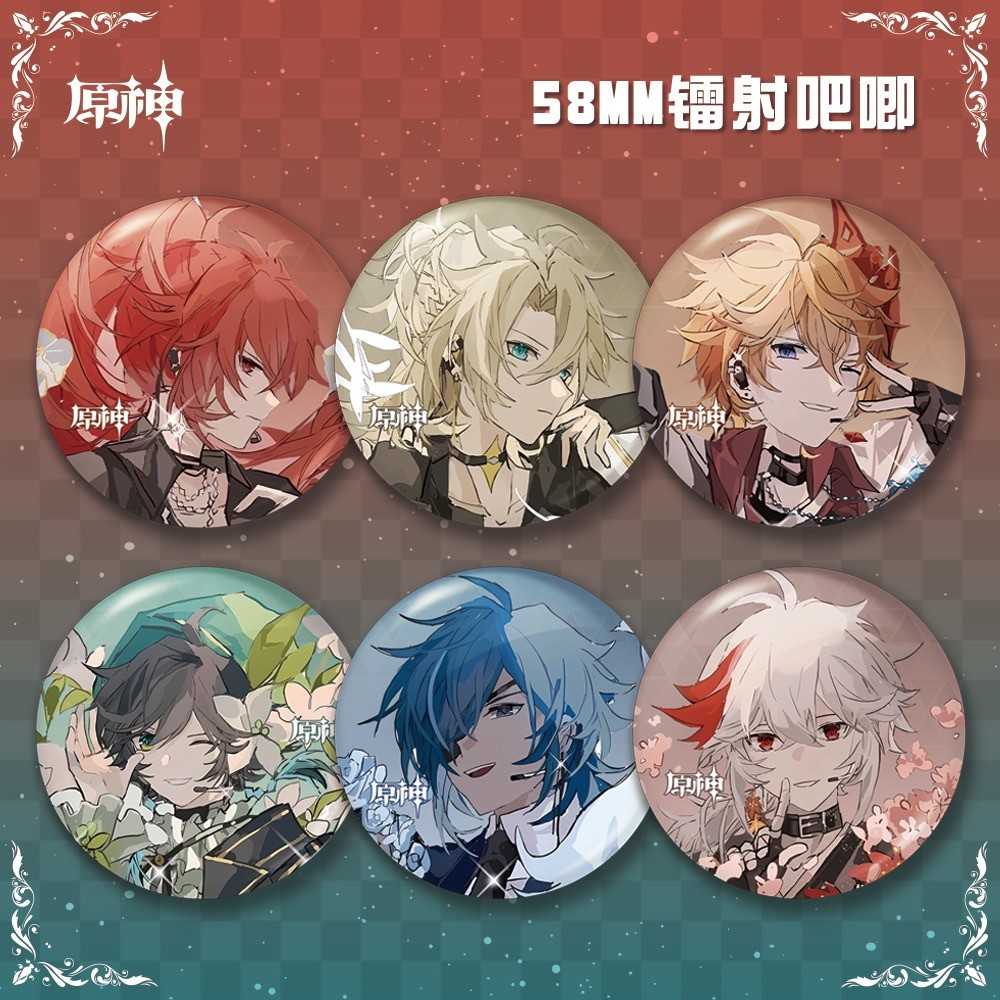 เกม genshin Impact Diluc Venti Xiao ป้ายปุ่มเข็มกลัด Pins คอสเพลย์คอลเลกชันของเล่นกระเป๋าตกแต่งของขวัญ
