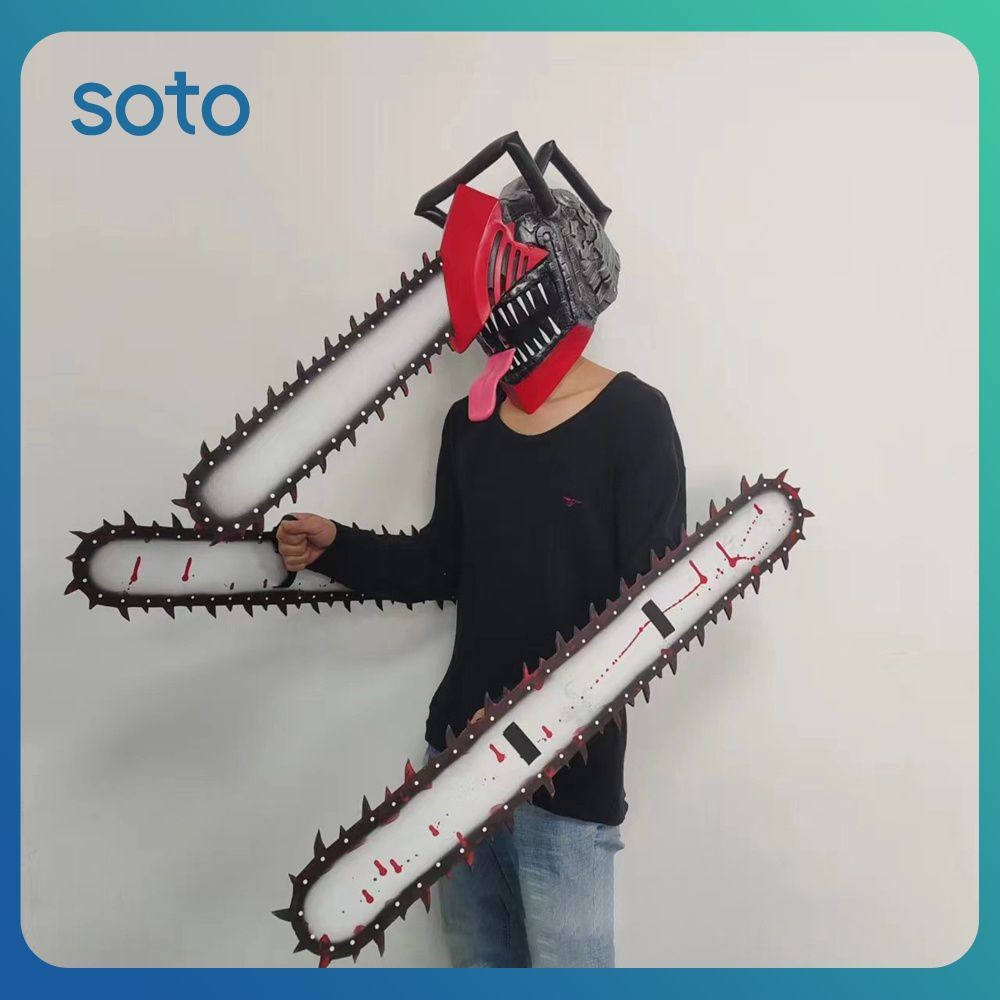 ♫ หน้ากากเลื่อยโซ่ เรฟ คอสเพลย์ อนิเมะ หมวกกันน็อคสยองขวัญ เลื่อยไฟฟ้า มาสคาร่าลาเท็กซ์เต็มหัว เครื่องแต่งกายฮาโลวีนตลกๆ Th