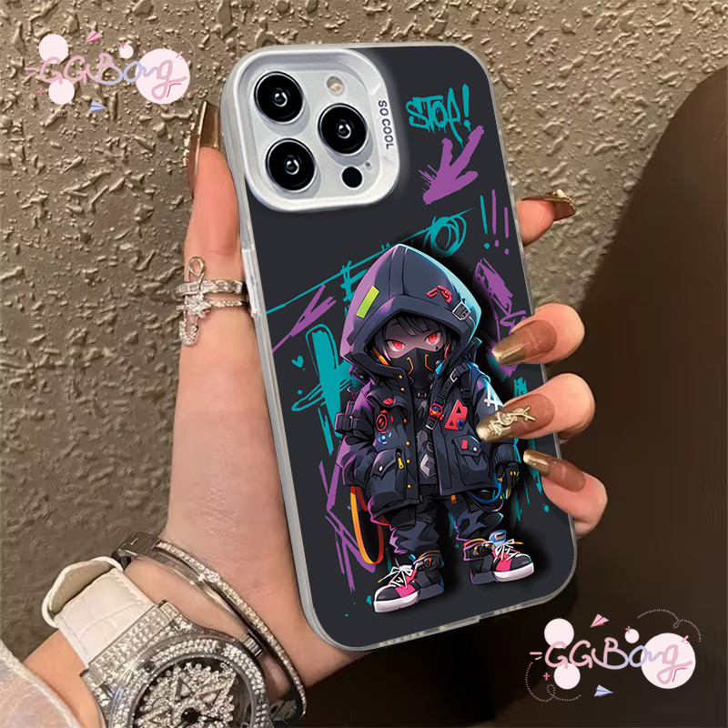ภาพวาดสีน้ำมันคู่รัก เด็กชายมังกรสุดเท่ ปกหรูหรา เคสไอโฟน13 11 15 XR 12 14 Pro Max 7Plus X XS Max 7 8 15 14 Plus SE เคส