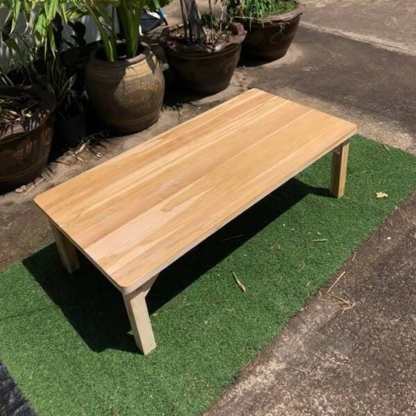 SUKP โต๊ะญี่ปุ่นไม้สัก ขนาด 60×120สูง37ซม. งานไม้ดิบ SUKP-450