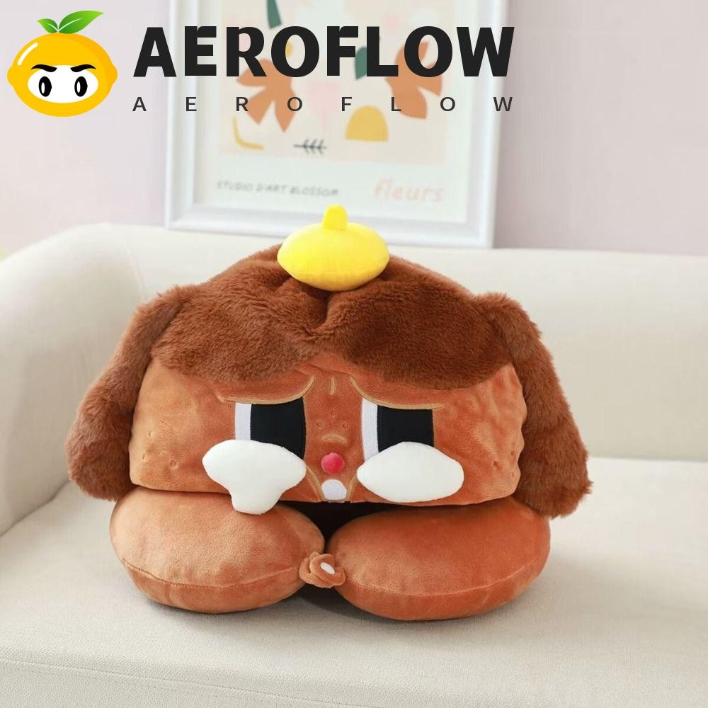 Aeroflow Crybaby หมอนเดินทาง, อุปกรณ์ป้องกันคอพร้อมหมวกคลุมด้วยผ้าหมอนรูปตัวยู, ตกแต่งบ้านอะนิเมะ Kawaii Plush Pop Mart ของเล่นตุ๊กตาพนักพิงศีรษะ