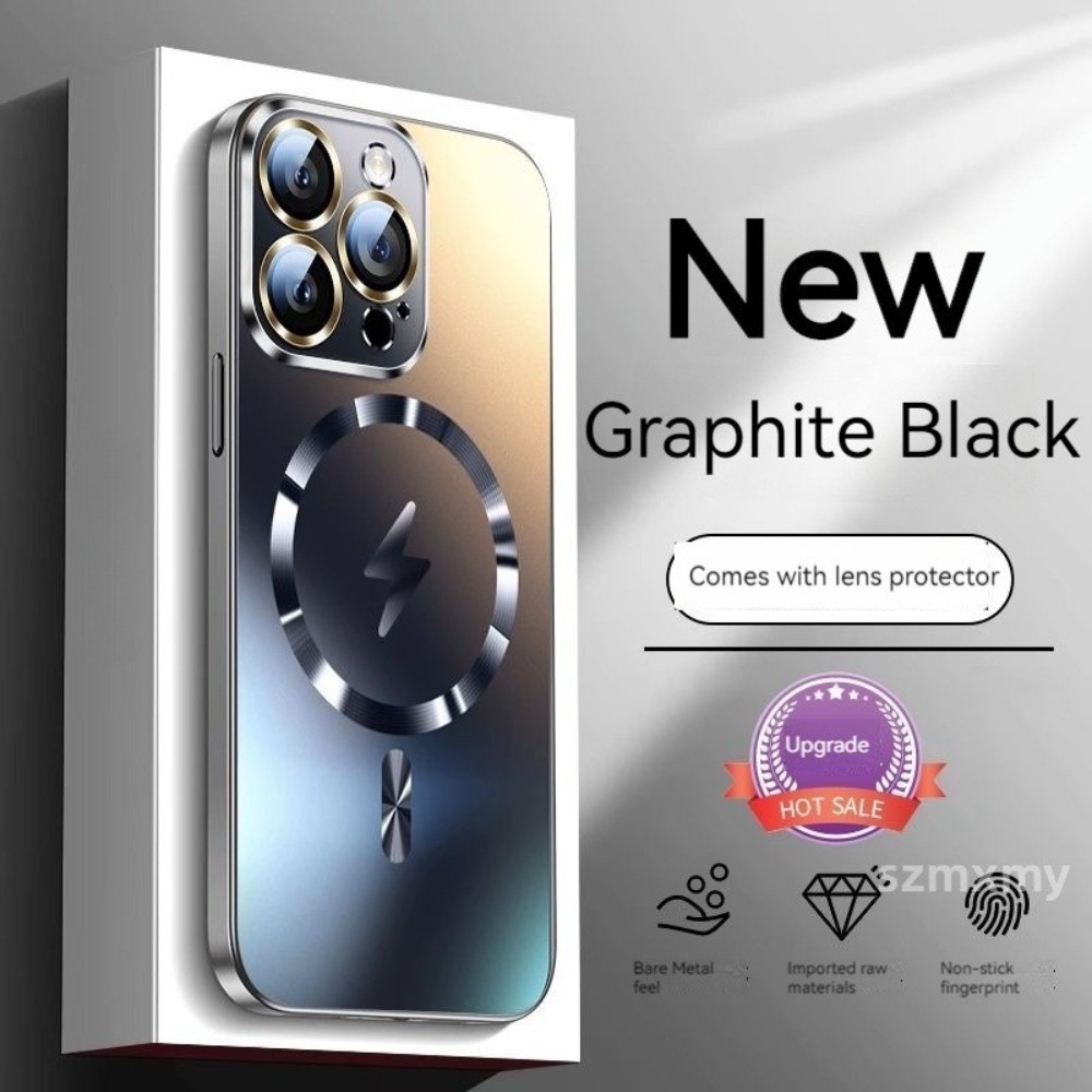 นาโนพลัมสีagแก้วแม่เหล็กเคสโทรศัพท์สําหรับiphone 16 11 12 13 14 15 Pro Max Plus HDเลนส์คริสตัลใสทนต่อการตกซิลิโคนFrosted Hardปลอก