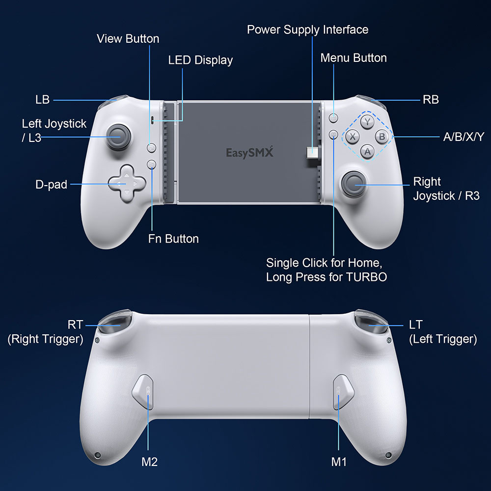 Easysmx M15 ตัวควบคุมโทรศัพท์มือถือประเภท C Hall Mechanical Gamepad สําหรับ iPhone 15 โทรศัพท์ Android Cloud Gaming Xbox เกม Pass