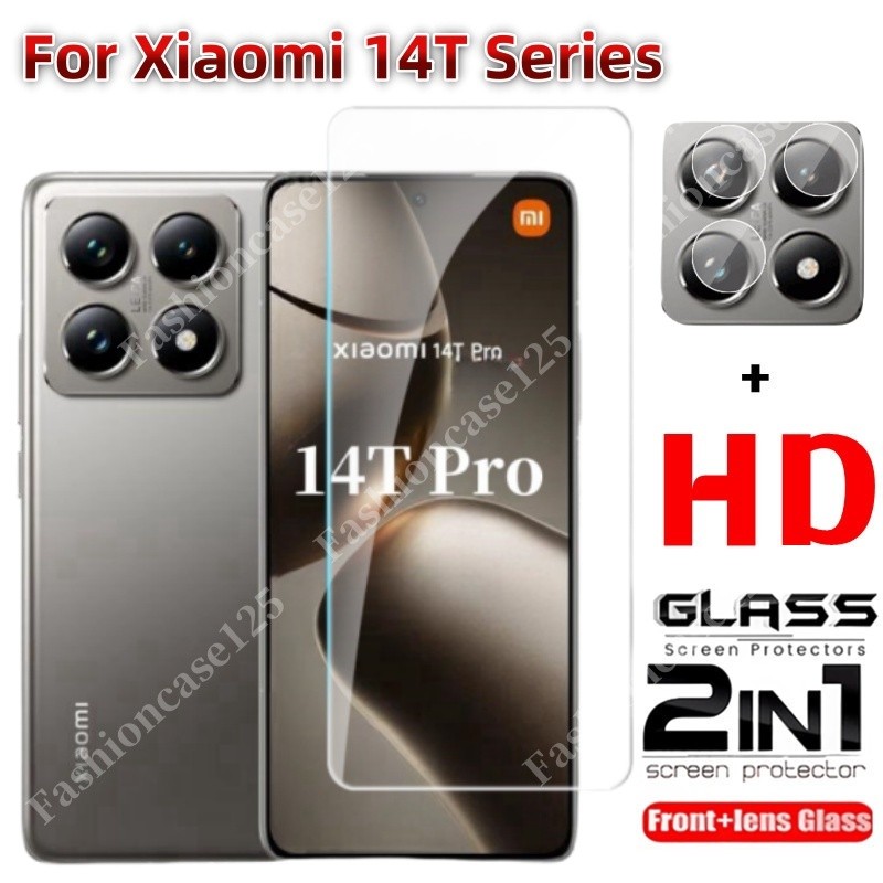 2in1 Xiaomi 14T Pro 5G 2024 ป้องกันหน้าจอคลุมทั้งหมดกระจกนิรภัยสําหรับ Xiaomi Mi 14T Pro Xiaomi14TPro Mi14T 5G 2024 ฟิล์มด้านหน้ากลับเลนส์ 9H ความแข็งโปร่งใสทั้งหมด Anti