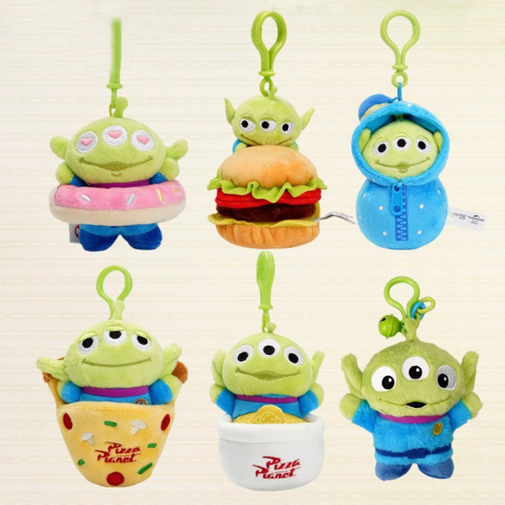 ของแท้Disney Three-Eyed Alien Pendant Keychain Toy Story Plush Doll