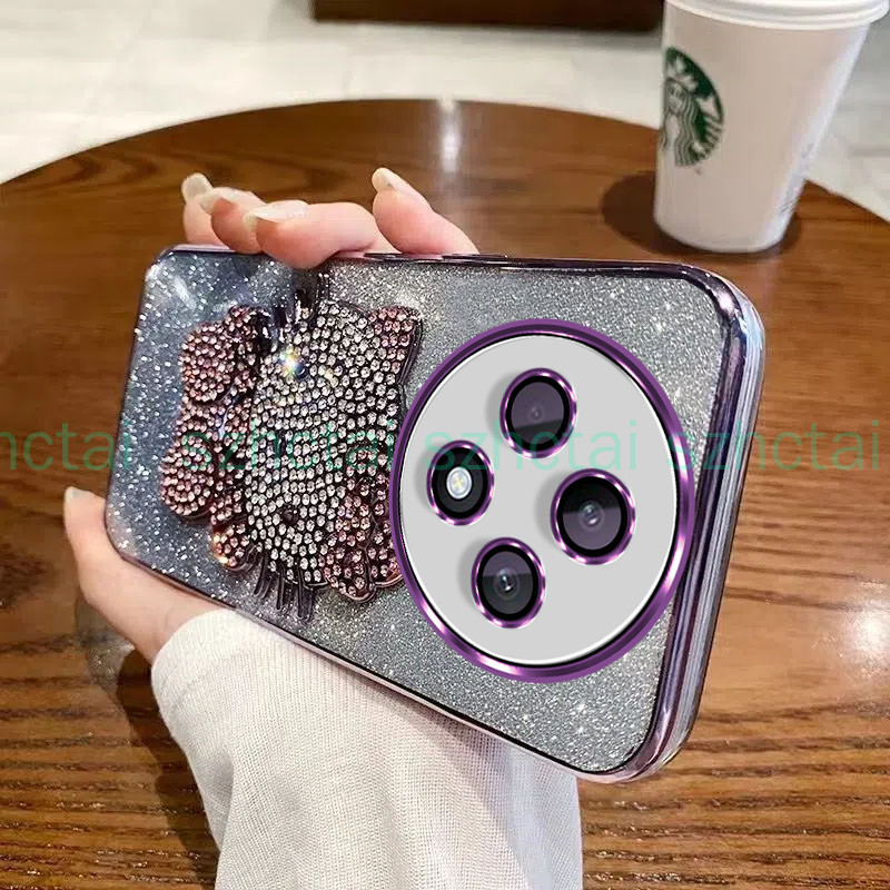 เคส OPPO Reno 12F 12 Pro 5G 11F 5G 11 Pro 10 Pro 5G หรูหรา ชุบแฟลช เคสโทรศัพท์สําหรับ พร้อมเพชร เคที แคท โปร่งใสป้องกันกันกระแทก เคสโทรศัพท์ OPPO Reno 12F 12 Pro 5G 11F 5G 11 Pro 10 Pro 5G