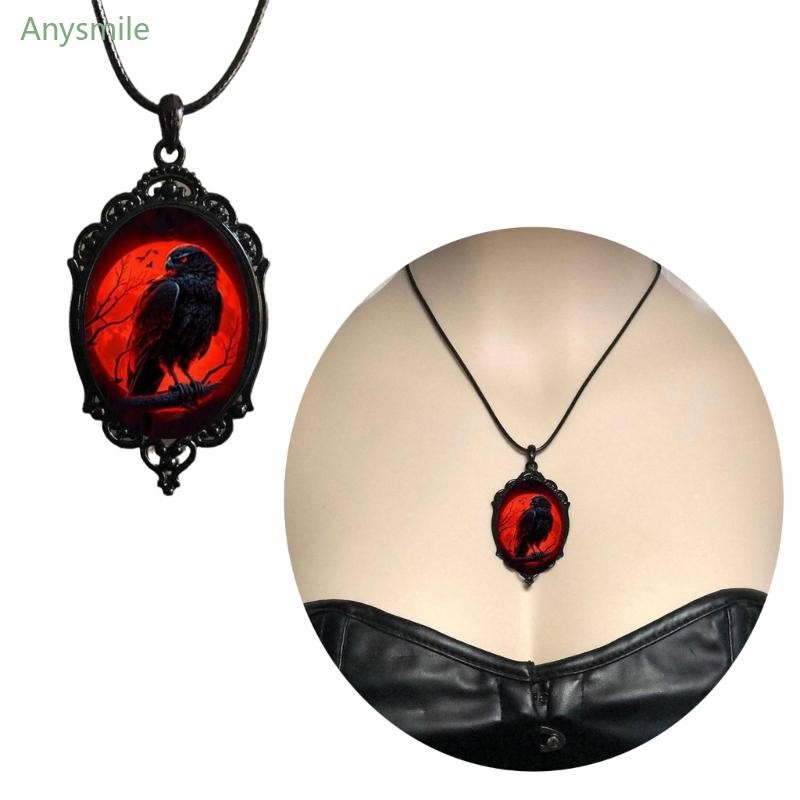 Anys Gothic Crow Raven Charm สร้อยคอจี้อีกาเครื่องประดับแม่มดลึกลับ
