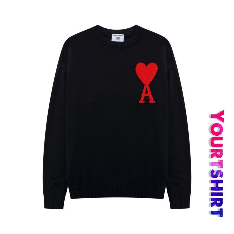 #Z26 Pull Over แฟชั่น Plus ขนาดขนาดใหญ่แขนยาวเกาหลี Streetwear Crewneck หน้าอกซ้าย Monochrome Heart A เย็บปักถักร้อยเสื้อกันหนาวสําหรับชาย