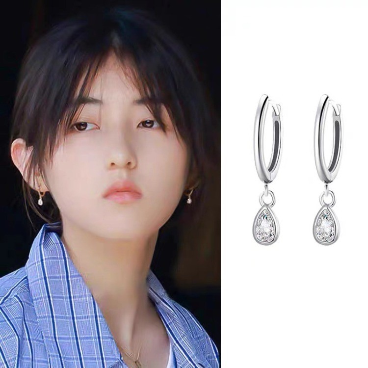 ส925 เงินสเตอร์ลิงแหวนหยดน้ําต่างหูแฟชั่นที่เรียบง่ายเครื่องประดับสุภาพสตรีของขวัญ