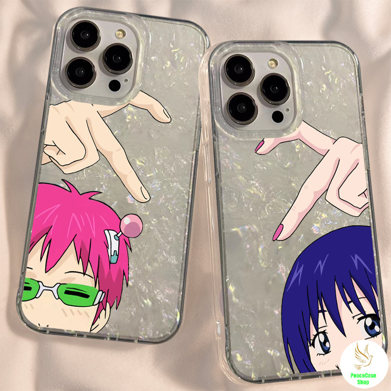 COD-ในไทย เคสคู่รัก Saiki Kusuo นิ้วเปรียบเทียบหัวใจ สําหรับ iPhone7 8 X 11 12 13 14 15IMDเคสโทรศัพท์ลายเปลือกหอย Unisex