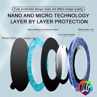 แหวนโลหะ ป้องกันเลนส์กล้อง for iPhone 11 15 14 12 13 Pro Max 16 pro 14 plus เลนส์ฟิล์ม ประดับกลิตเตอร์ พร้อมกระจกนิรภัย