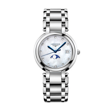 Longines Longines Longines นาฬิกาผู้หญิง Heart Moon Series แฟชั่น Moon Phase นาฬิกาควอตซ์นาฬิกาสายเห