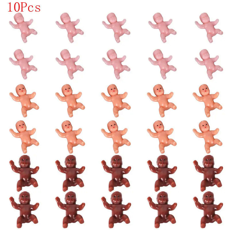 10 Pcs  Cute Baby Shower Mini Doll Plastic Child Full Moon Gift Boy Girls Party Supplies