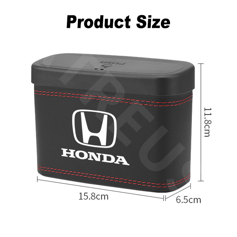 Honda Universal ถังขยะในรถ เครื่องหนัง ประเภทแขวน ถังขยะรถยนต์ กล่องเก็บของพร้อมฝาปิด civic 11th gen fd fc eg fk HRV Jazz City Mugen Fit Vezel Accord BRV WRV Stream - รูปที่ 2