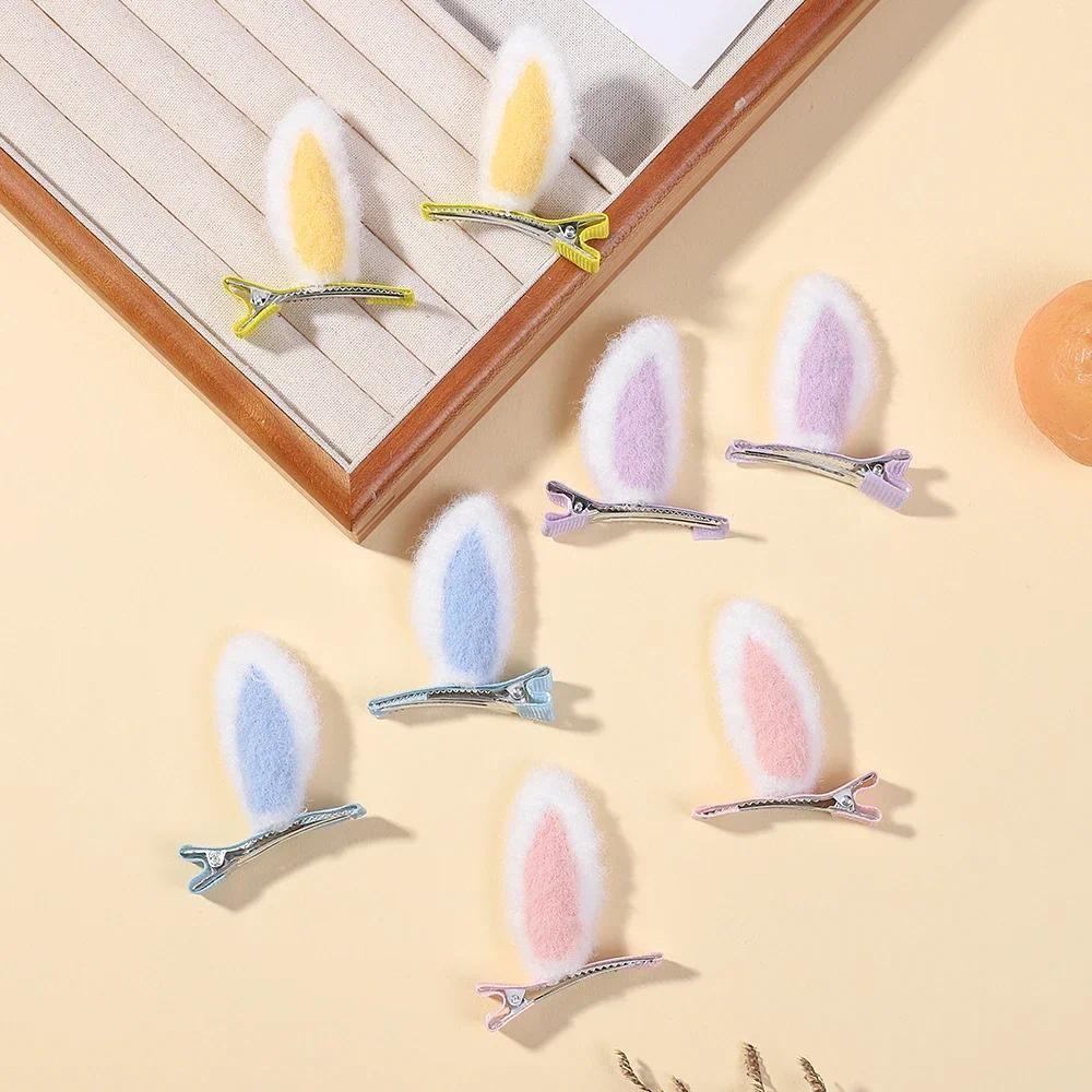 2 ชิ้น/เซ็ตน่ารัก Solid กระต่ายหูคลิปสําหรับเด็กทารก Handmade Kawaii Barrettes Headwear เด็กอุปกรณ์เสริมผมของขวัญ