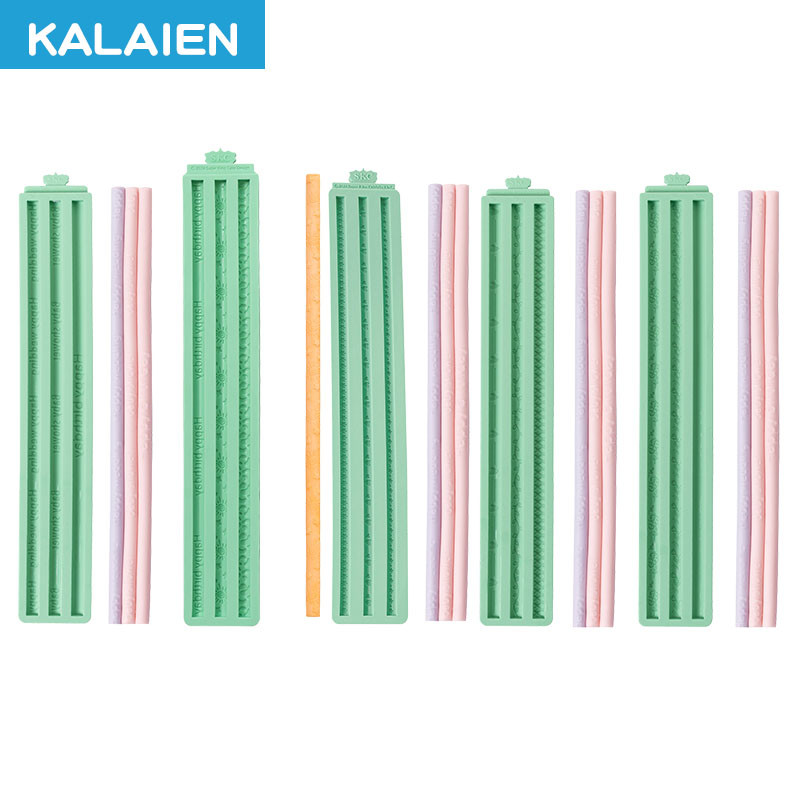 Kailaen ลาย Twist เชือกแม่พิมพ์ซิลิโคน 5 รูปแบบ Leaf,Letters,Love,Heart พิมพ์ Fondant Mould DIY เบเกอรี่สําหรับ Fondant เค้กตกแต่งง่าย