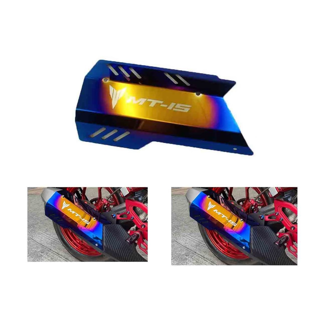 สินค้าพร้อมส่ง🚗ครอบท่อเดิมสีไทเท ตรงรุ่น MT-15 ครอบท่อร้อนmt15 งานเลสทำสี รุ้ง(0110)