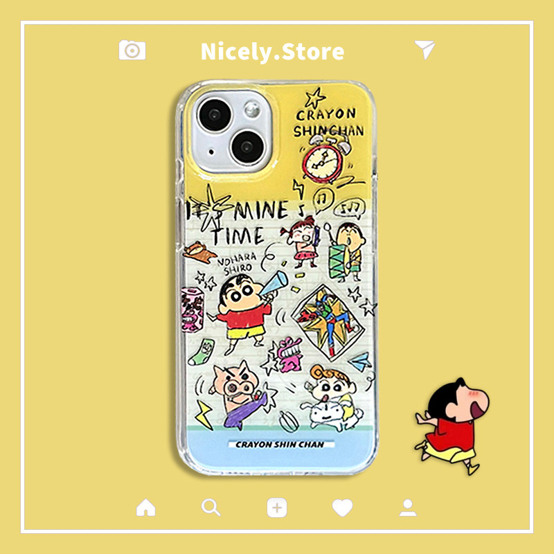 การ์ตูนเครยอนชินจังกราฟฟิตีเคสโทรศัพท์เข้ากันได้สําหรับiphone 16 15 14 13 12 Pro 16Pro 15Promax IMDสกปรกปลอกมือถือ