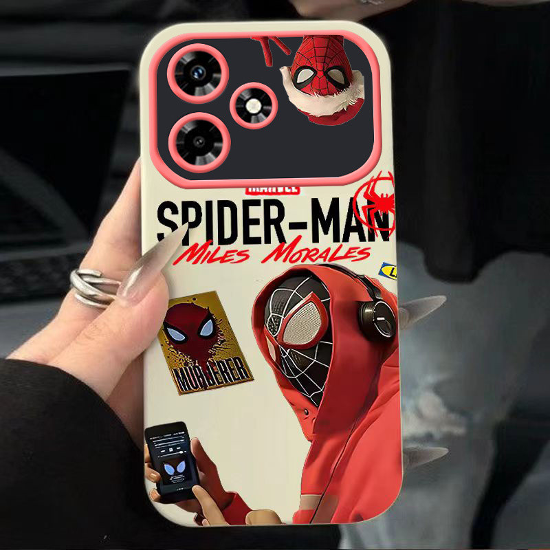 /เหมาะสําหรับ Infinixhot30 4G Spiderman Music การ์ตูนสร้างสรรค์หน้าต่างขนาดใหญ่ Street สวมใส่เคสโทรศ