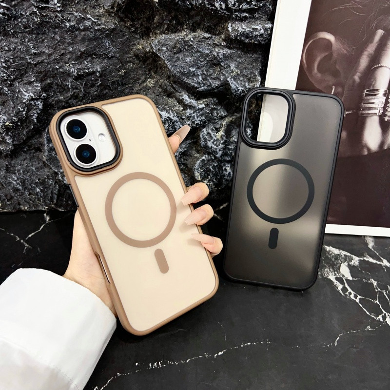 Desert gold ป้องกันลายนิ้วมือเคสโทรศัพท์แม่เหล็กฝ้าสําหรับ iPhone 16 15 14 13 12 11 Pro Max Plus Anti drop อะคริลิคแม่เหล็กปกแข็งสําหรับ iPhone16 กรณี