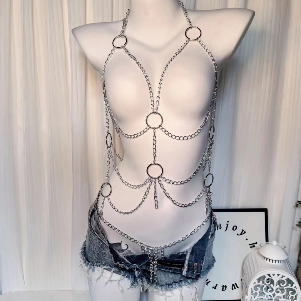 ชุดชั้นในเซ็กซี่คอสเพลย์แม่บ้านโซ่โลหะเสื้อผ้าชุดรวมกลุ่มเสื้อผ้าสูท