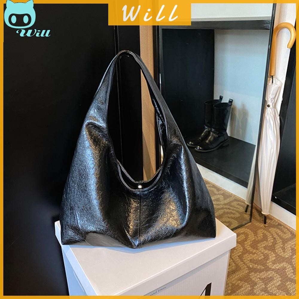 ผู้หญิง PU Casual Tote กระเป๋าถือขนาดใหญ่ความจุสไตล์กระเป๋าสะพาย Chic Hobo