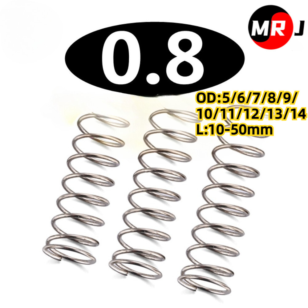 [MRJ] Sus304 สแตนเลสสปริงบีบอัด 0.8 มม.OD5/6/7/8/9/10/11/12/14 มม.ความยาว 10-50 มม.สปริงบีบอัด