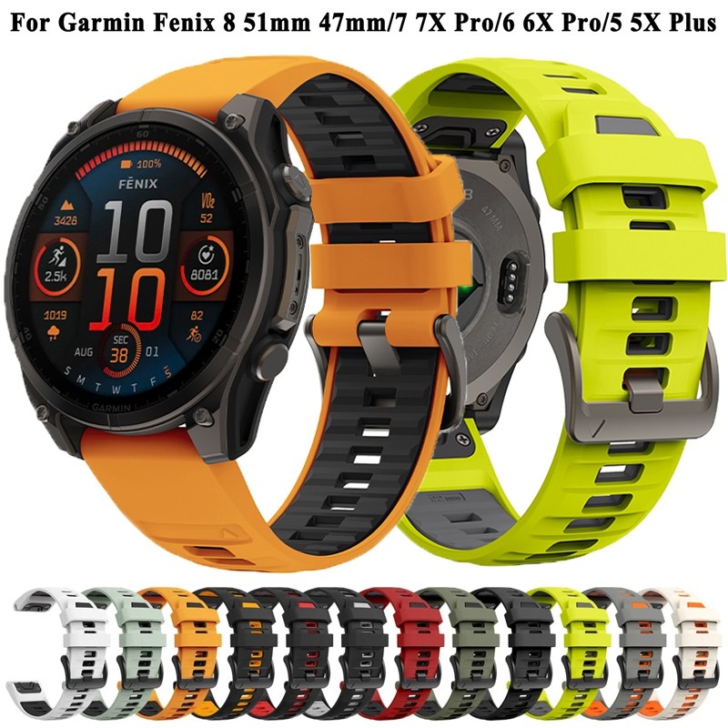 22มม. 26มม. QuickFit สายซิลิโคนสำหรับ Garmin Fenix 8 47มม. 51มม. E ENDURO 3 2 7X 7 Pro 6X 6 Pro 5 5X PLUS Tactix 7Pro D2 Delta นาฬิกา