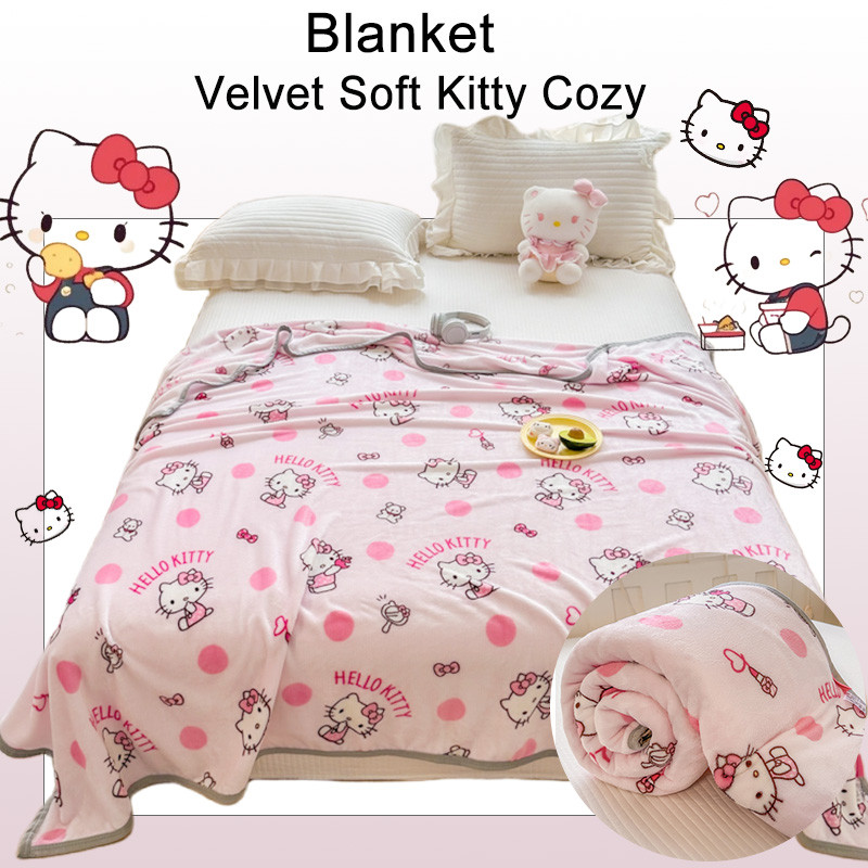 ผ้าห่มกำมะหยี่ ผ้าห่มผ้านวม Sanrio Hello Kitty Cinnamoroll ผ้าห่มฟลานเนล