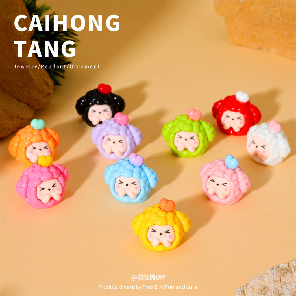 10 ชิ้นสีทึบขนาดเล็ก Kiki Ball 3D เรซิ่น Charms สําหรับ DIY 25.3*18.4*21.3 มม. (Z-4)