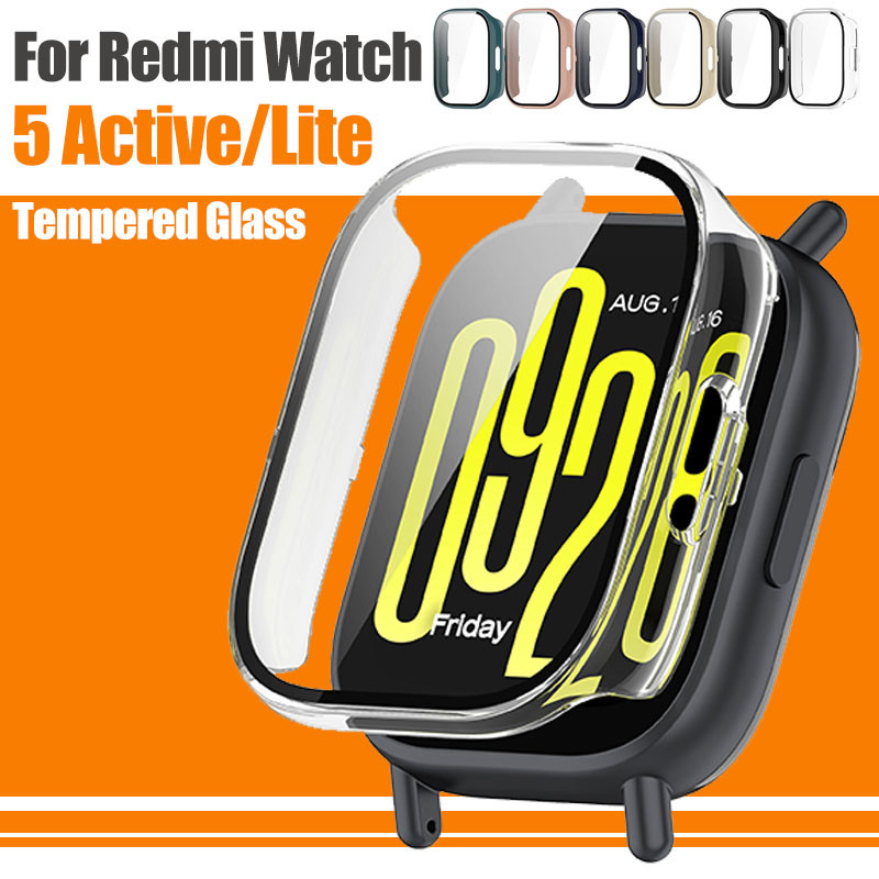 กระจกนิรภัย PC สําหรับ Redmi Watch5 Active Screen Protector รอบทนทานฝาครอบกันชนสําหรับ Redmi Watch 5 Lite อุปกรณ์เสริม