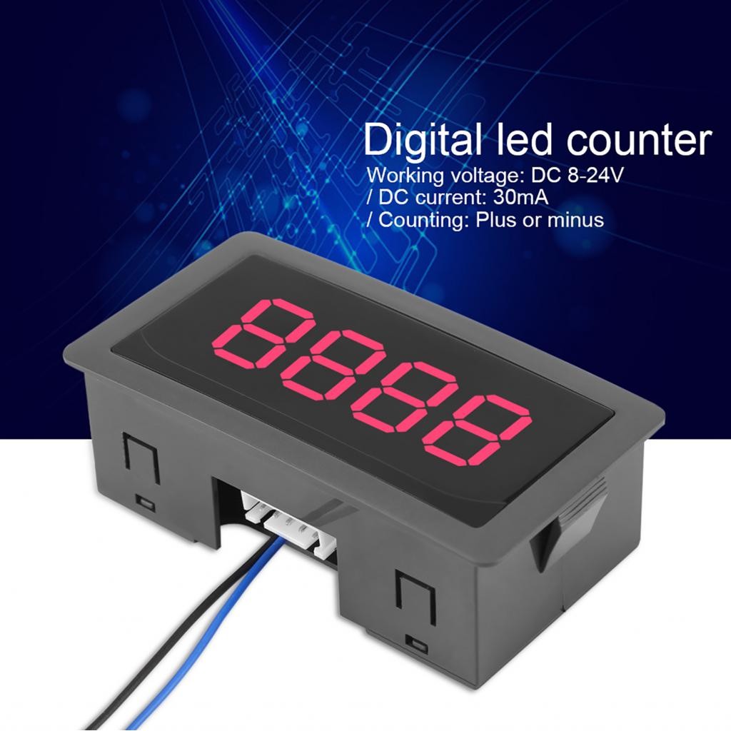DC LED เคาน์เตอร์ดิจิตอลจอแสดงผล 4 หลัก Tally 0-9999 ขึ้น/ลง Plus/ลบ Panel Meter พร้อมสาย