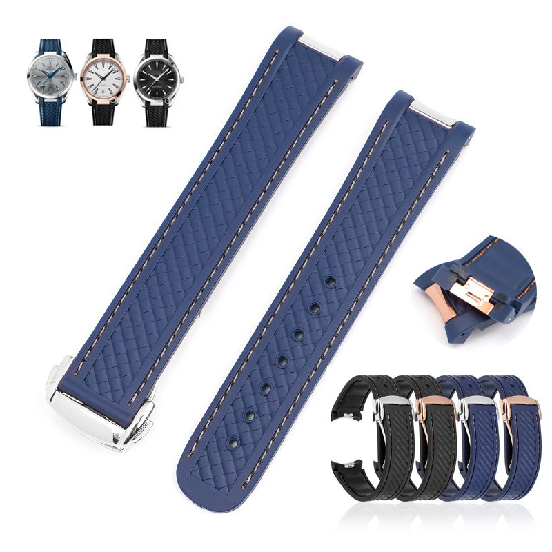 ปลายโค้ง 20 มม.TPU ยางนาฬิกาสําหรับ Omega Seamaster 300 AQUA TERRA AT150 8900 นุ่มกันน้ํานาฬิกาซิลิโคนผู้ชายผู้หญิงสร้อยข้อมือกีฬาเข็มขัด