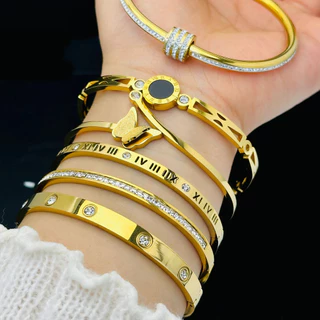 สร้อยข้อมือผู้หญิง ออกแบบด้วยวัสดุ titanium มีดีไซน์ว่างเปล่า ผีเสื้อ และโคลเวอร์ งานฝีมือประณีต เหมาะสำหรับสวมใส่ในชีวิตประจำวัน