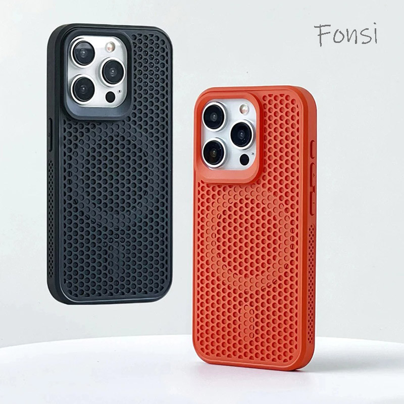 เคสแม่เหล็กตาข่ายกระจายความร้อนสําหรับ iPhone 16 15 Pro Max 14 13 12 Pro Max Plus Cooling ฝาครอบชาร์จไร้สายระบายอากาศของขวัญสําหรับแฟน
