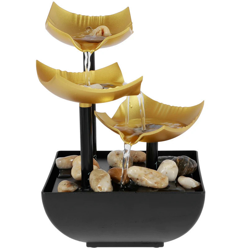 Tabletop Fountain with Light Meditation Water Fountain Small Waterfall Ornament Relaxation Fountain 