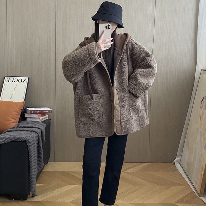 เนื้อแกะเสื้อฤดูใบไม้ร่วงฤดูหนาวใหม่เกาหลีหลวมประกบออกแบบคลุมด้วยผ้าเสื้อหนา - รูปที่ 6