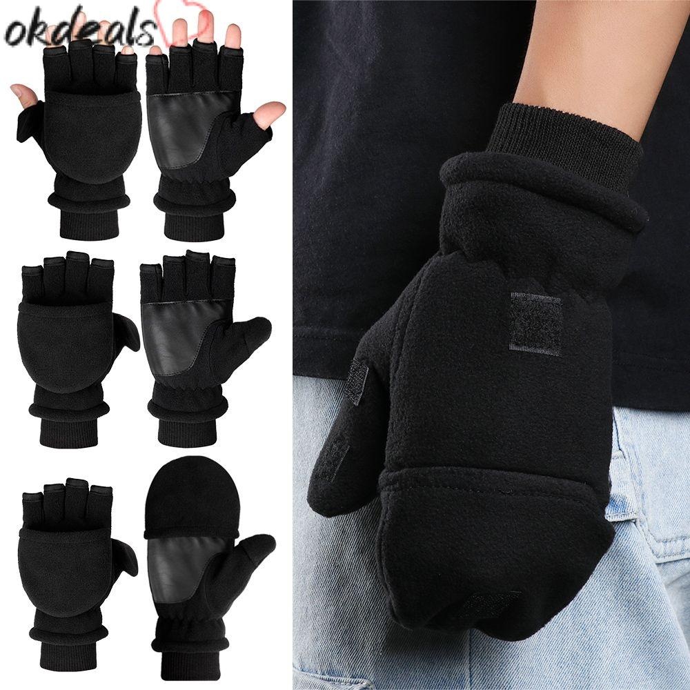 Okdeals ถุงมือหน้าจอสัมผัสผู้หญิงผู้ชาย Thicken เดินป่าวิ่งกีฬา Mittens
