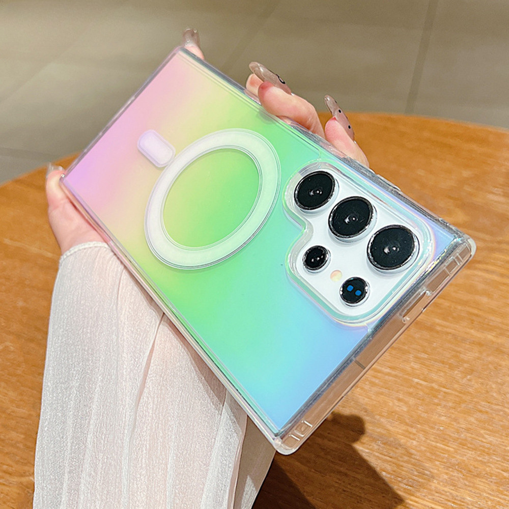 SAMSUNG Gradient Magnetic Clearสําหรับเคสโทรศัพท์สําหรับSamsung S24 S23 Ultra S22 S21 Plus S23 FEไร้สายชาร์จกันกระแทก