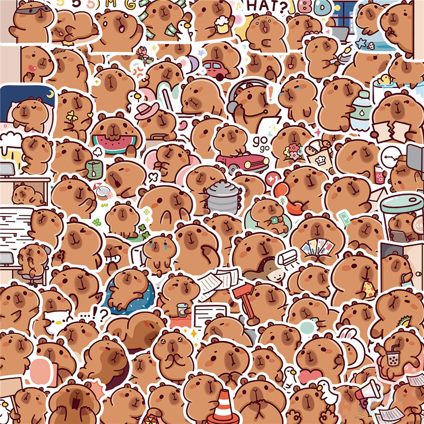 100ชิ้น/เซ็ต สติ๊กเกอร์ Capybara Series 02 สติ๊กเกอร์สติ๊กเกอร์ Doodle แฟชั่นกันน้ํา DIY
